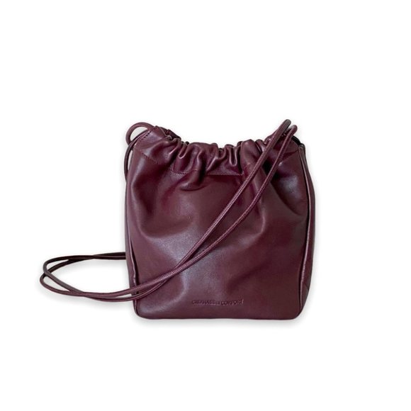 🙌Creatures of Comfort Italian Leather Burgundy Mini Pint Bucket Crossbody Bag - Picture 2 of 11